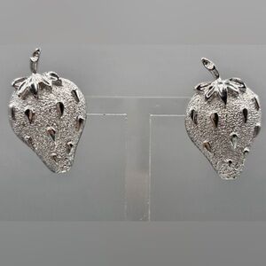 Vintage stamped strawberry earrings